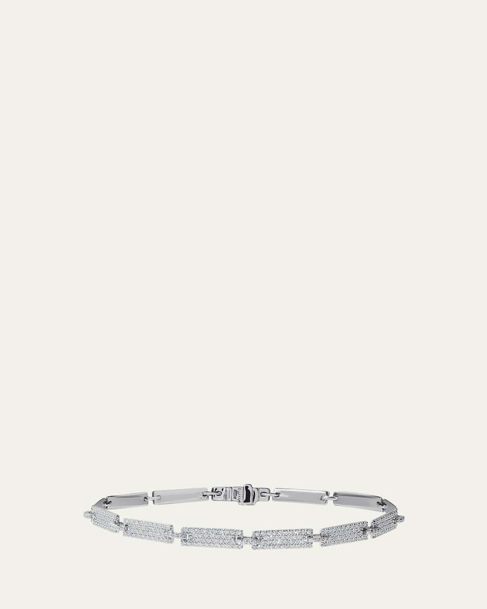 14K White Gold Diamond Tag Bracelet, 7"L